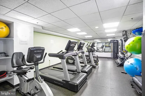 a view of a room with gym equipment