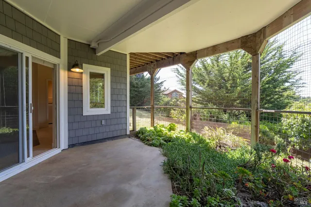 a view of a garden from a room