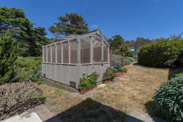 a view of a backyard with plants