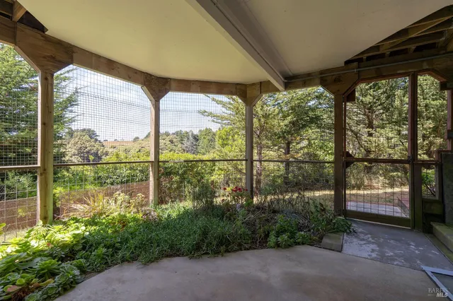 a view of a building from a big room