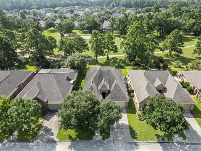 an aerial view of a house