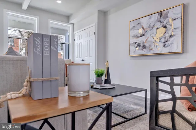 a workspace with furniture and window