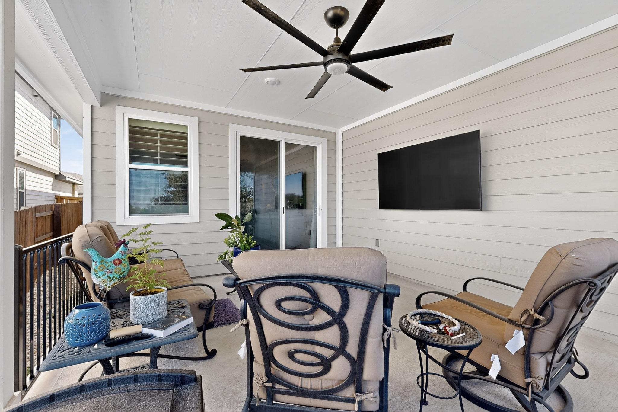 473 Bauer Loop Liberty Hill, TX 78642 - Photo 34 of 38 View of patio featuring a ceiling fan