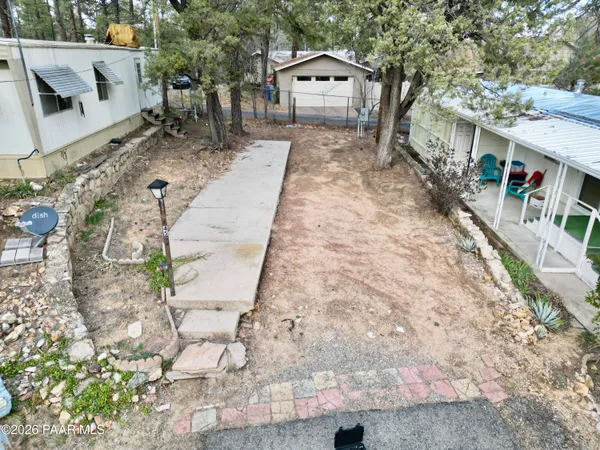 a aerial view of a yard