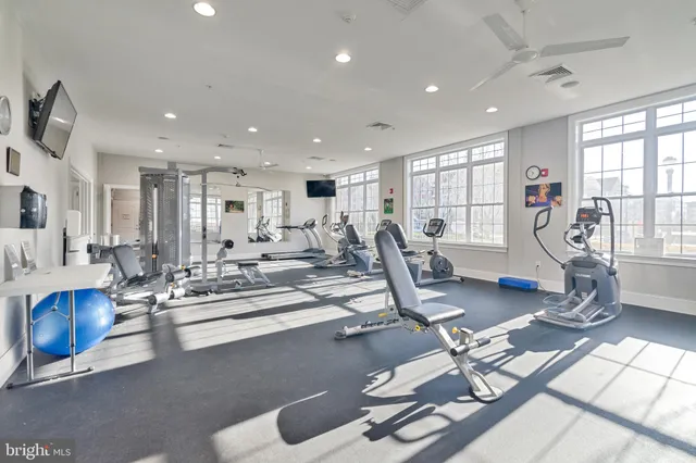 a view of a room with gym equipment