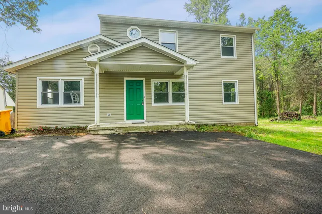 a view of a park with large trees