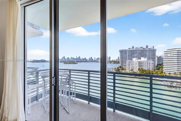 a view of a balcony with city view
