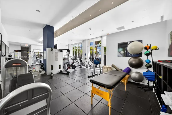 a view of a room with gym equipment