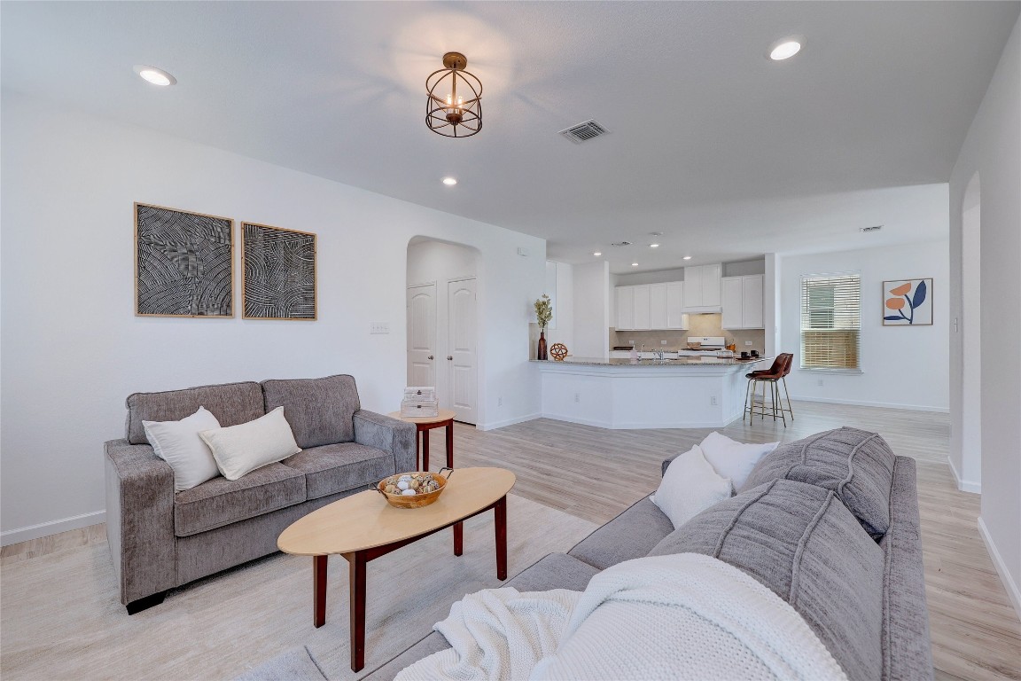 468 Sheepshank Drive Georgetown, TX 78633 - Photo 4 of 27 a living room with furniture and kitchen view