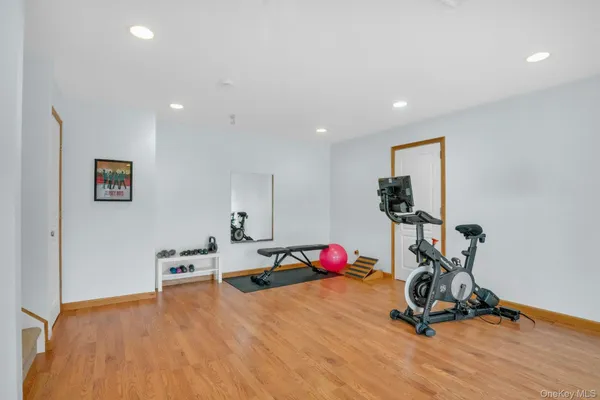 a view of a room with gym equipment