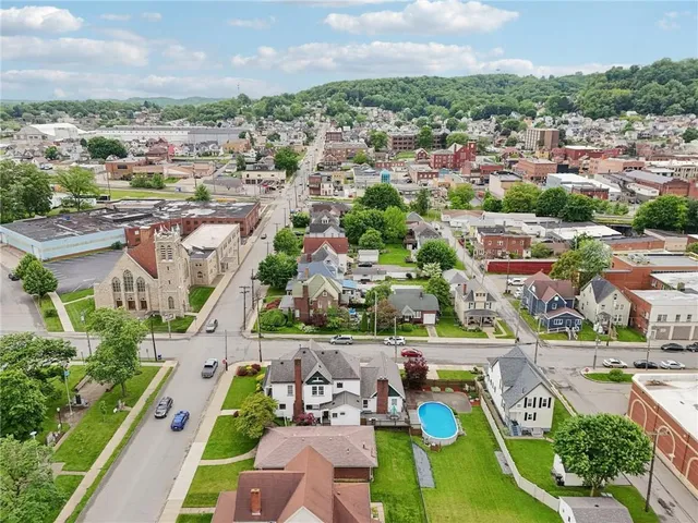 an aerial view of a city