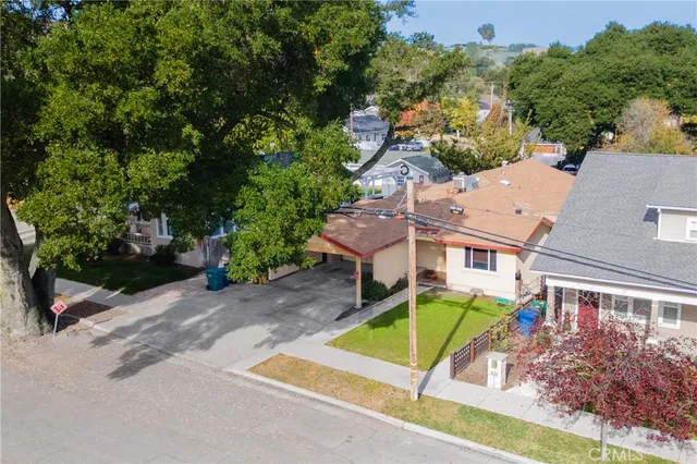 an aerial view of a house