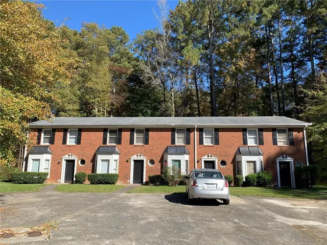 front view of a house with a patio