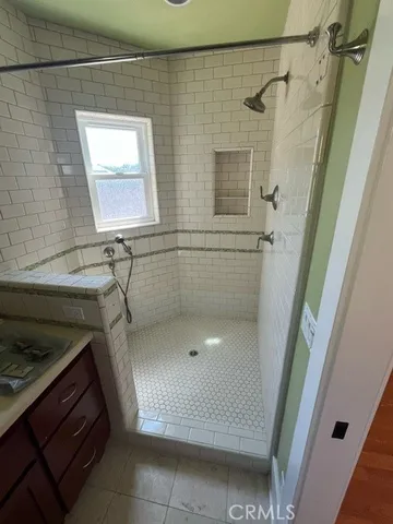 a bathroom with a bathtub