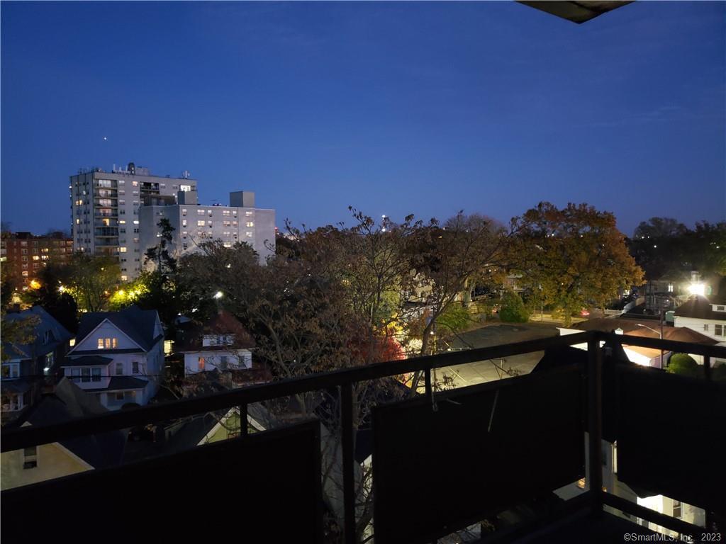 Evening view from the 7.5" x 23' covered deck/balcony for this condo.
