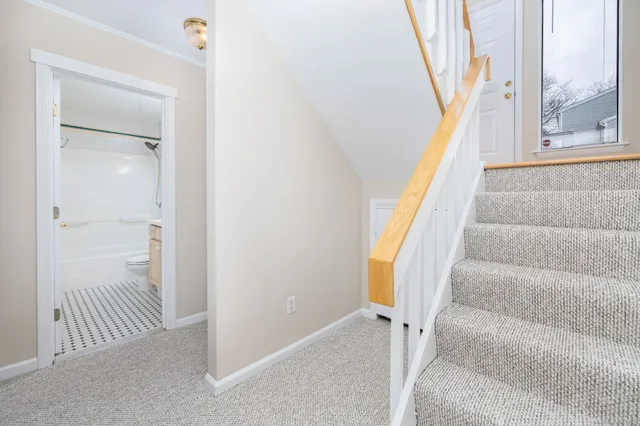 a view of an entryway with staircase