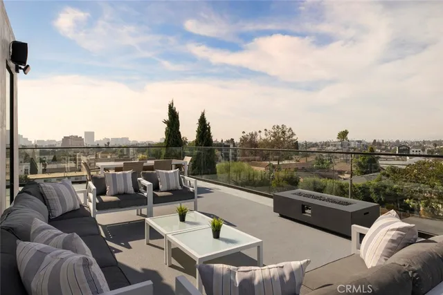 a view of a terrace with couches