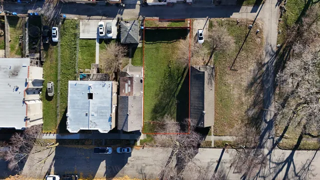 an aerial view of waterside residential houses