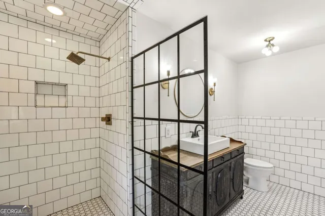 a bathroom with a shower