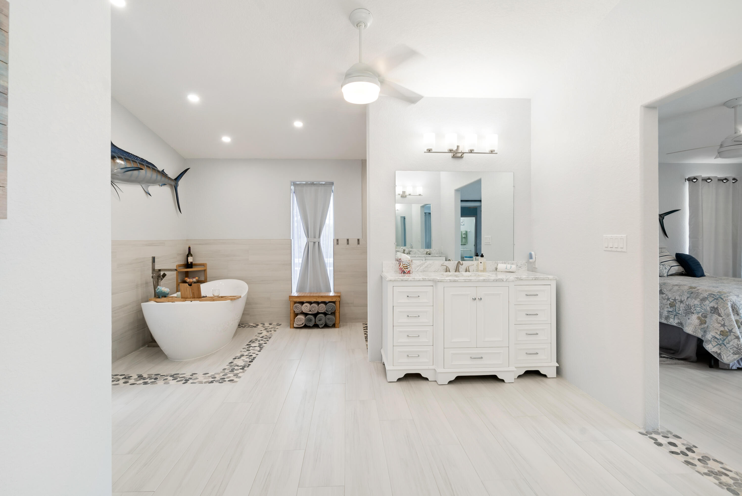 1210 Cactus Street Key Largo, FL 33037 - Photo 21 of 41 a bathroom with a double vanity sink mirror and window