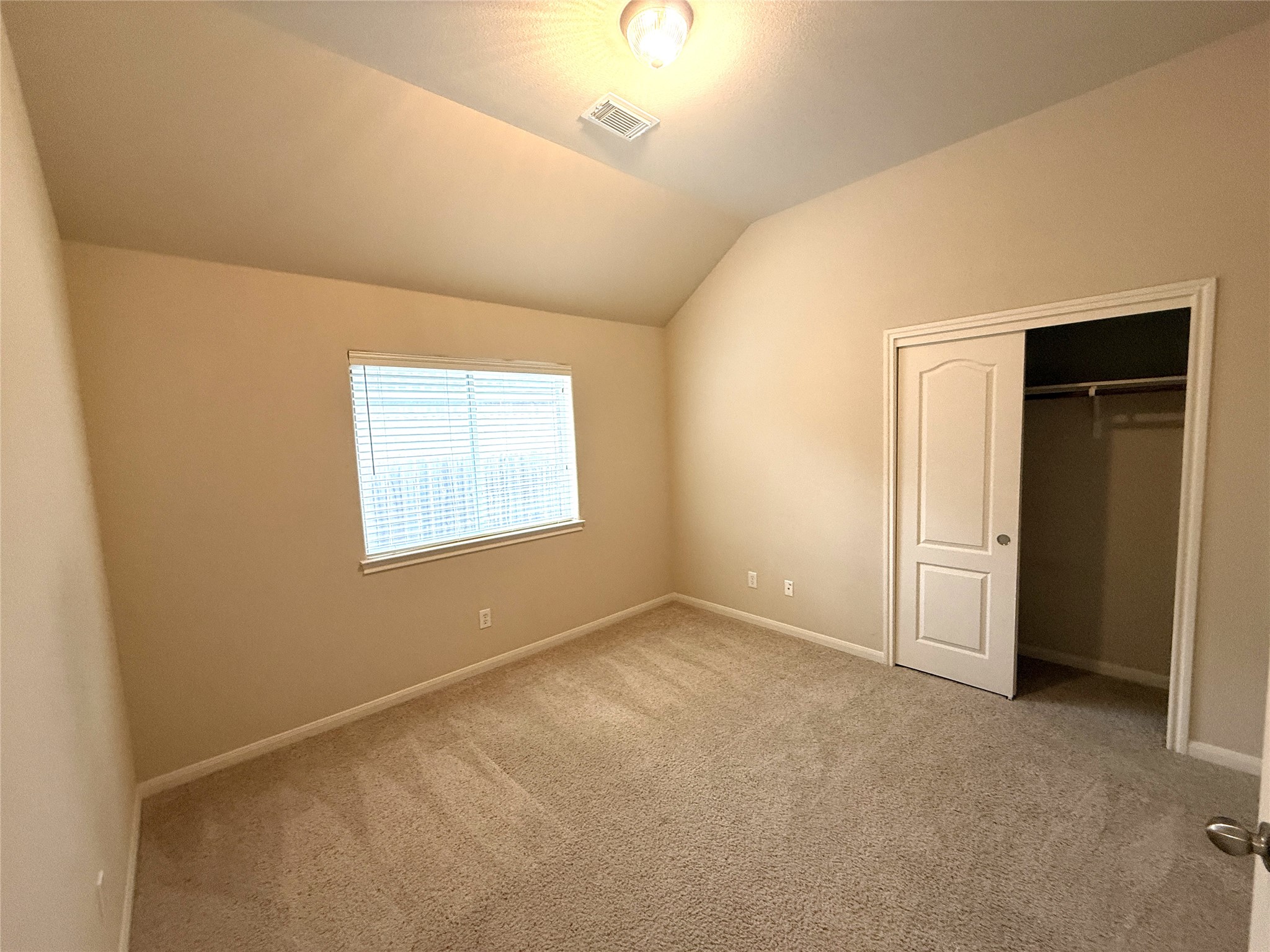 608 Pebblestone Walk Drive Cedar Park, TX 78613 - Photo 22 of 27 Unfurnished bedroom with light carpet, a closet, and lofted ceiling
