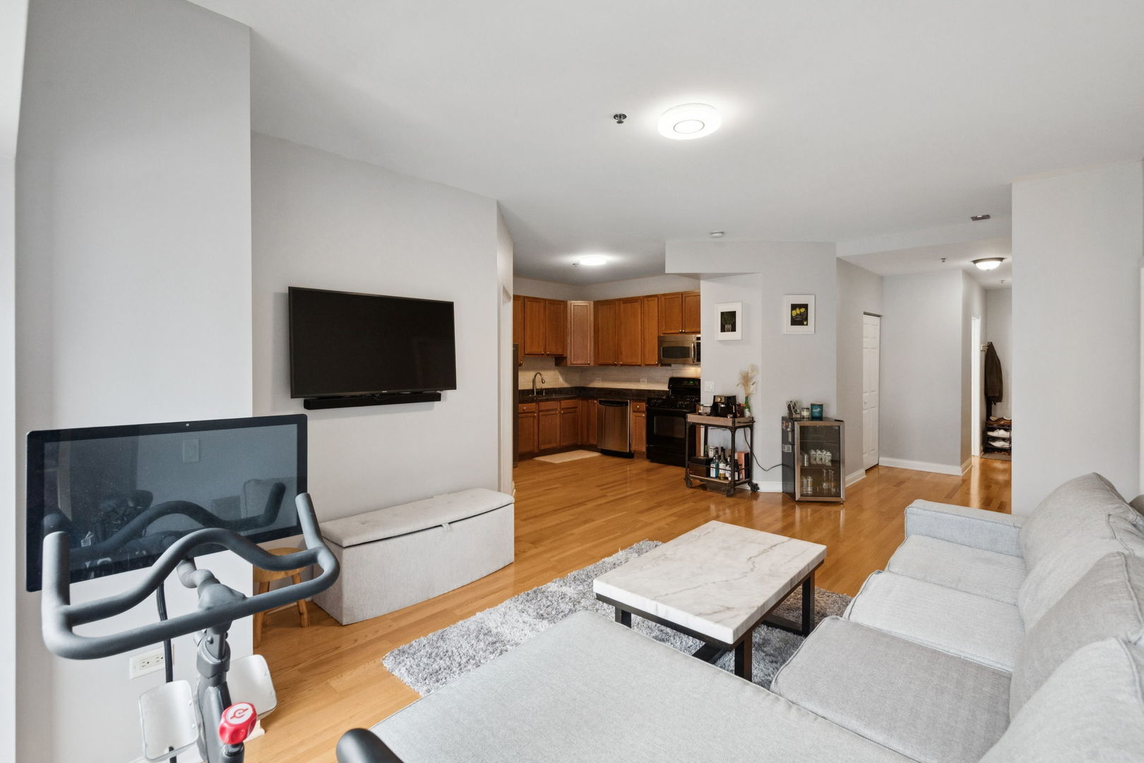 8 West Monroe Street, Unit 1209 Chicago, IL 60603 - Photo 6 of 24 a living room with furniture and a flat screen tv