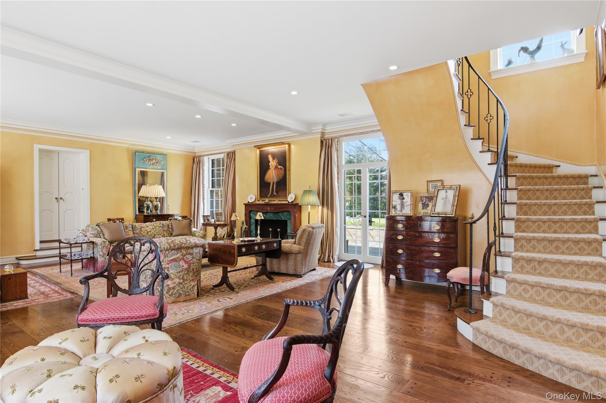 285 Piping Rock Road Locust Valley, NY 11560 - Photo 6 of 28 Sunken Living Room with wood pegged floors