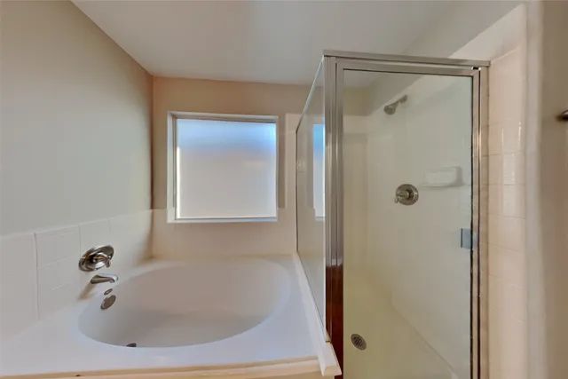 a bathroom with a tub