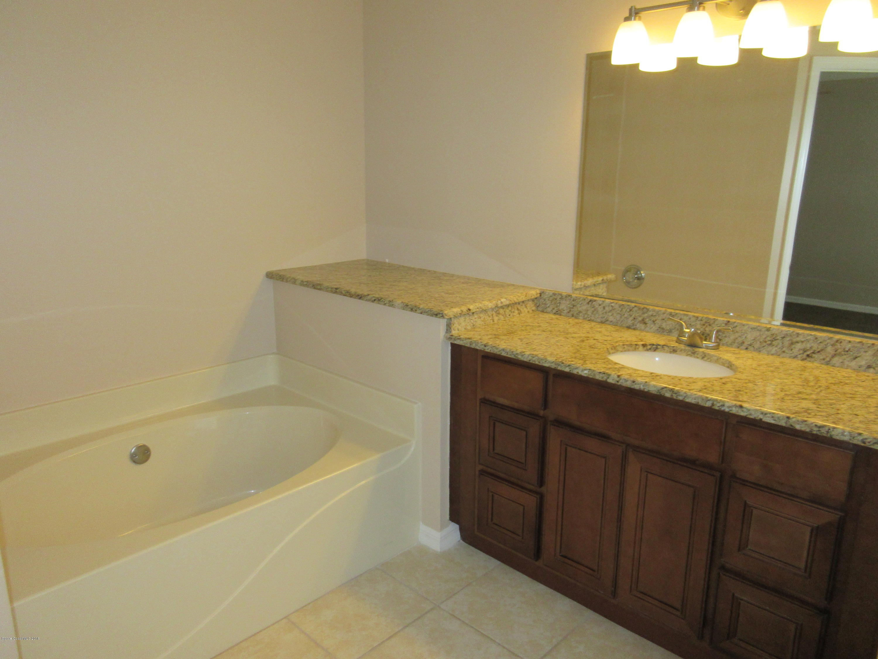 441 Wildmer Road Southwest Palm Bay, FL 32908 - Photo 30 of 67 a bathroom with a granite countertop sink and a bathtub