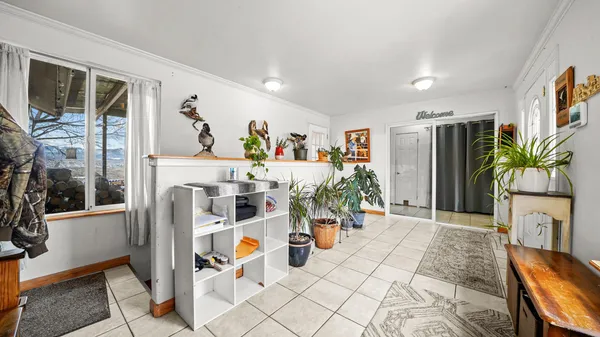 a living room with furniture