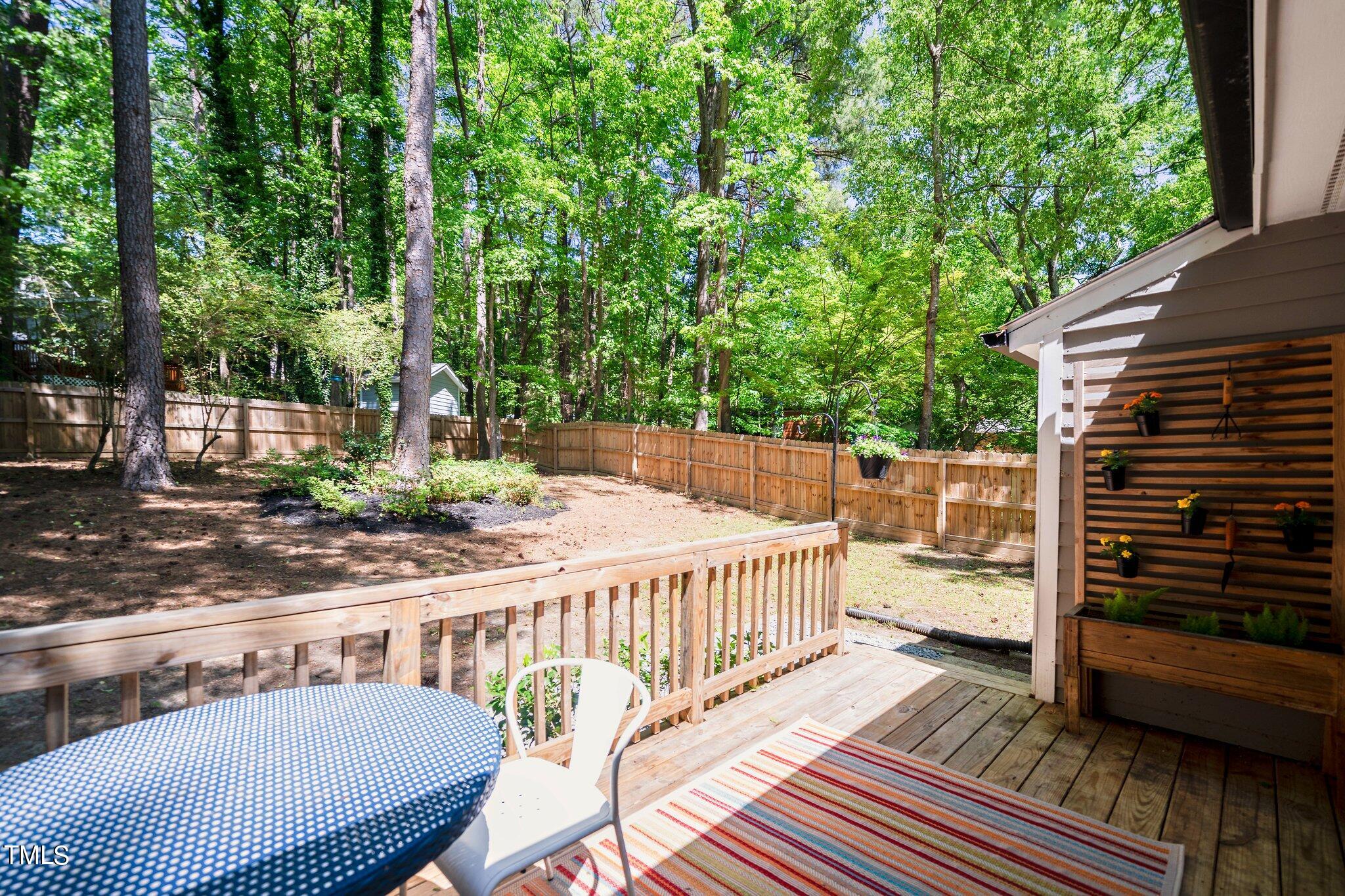 7 Little Spring Lane Durham, NC 27707 - Photo 20 of 25 a view of a balcony with two chairs and a table