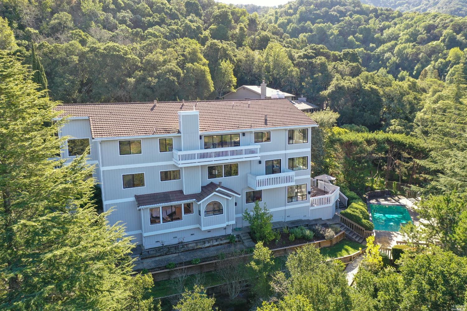 an aerial view of a house