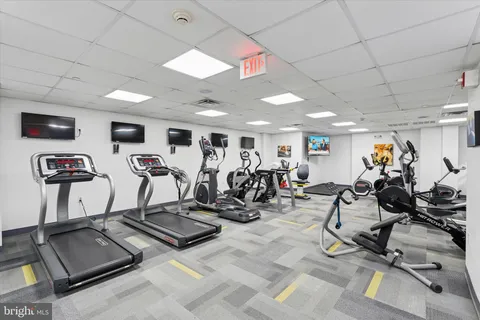 a view of a room with gym equipment