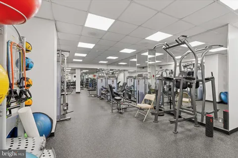 a view of a room with gym equipment