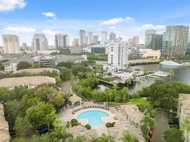 a view of a city with tall buildings