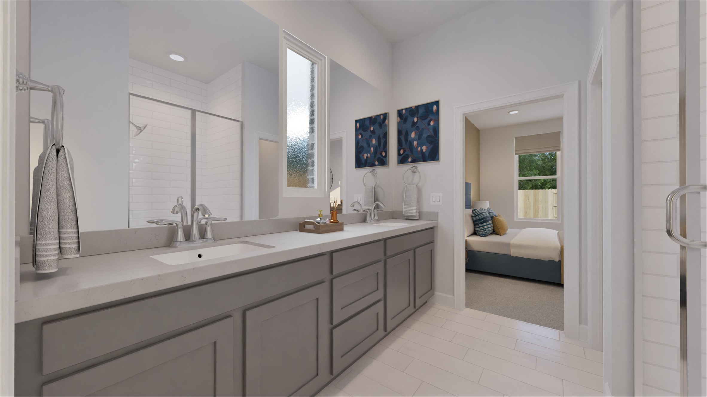 1514 Gentle Wind Court Angleton, TX 77515 - Photo 10 of 27 a en suite bathroom with a double vanity sink and a mirror