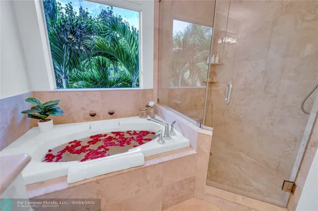 a bathroom with a bathtub