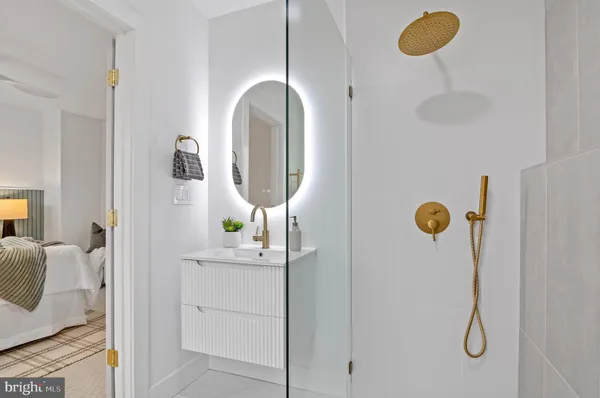 a view of small space with racks on the wall