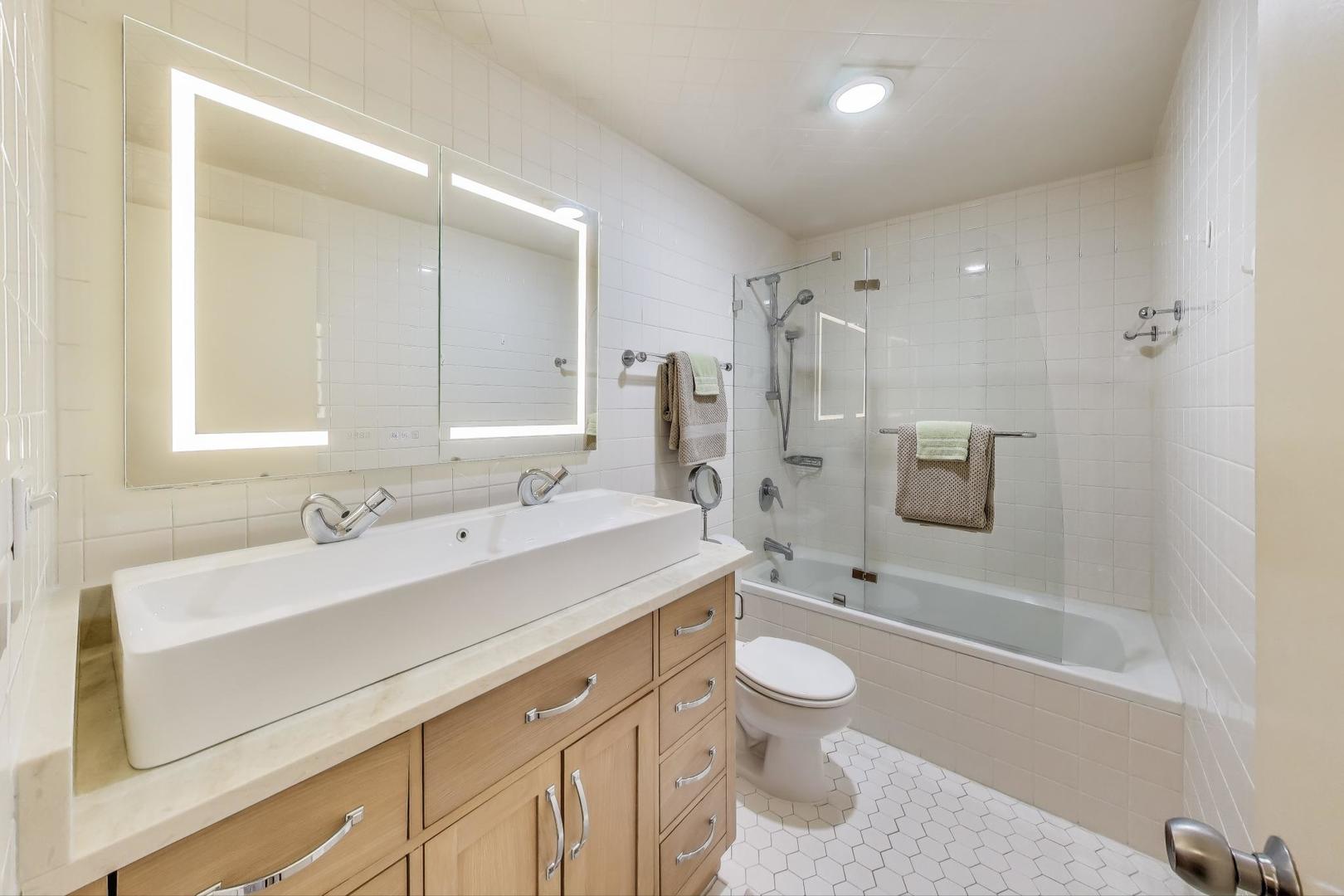201 East Chestnut Street, Unit 24C Chicago, IL 60611 - Photo 26 of 33 a bathroom with a sink a toilet and shower