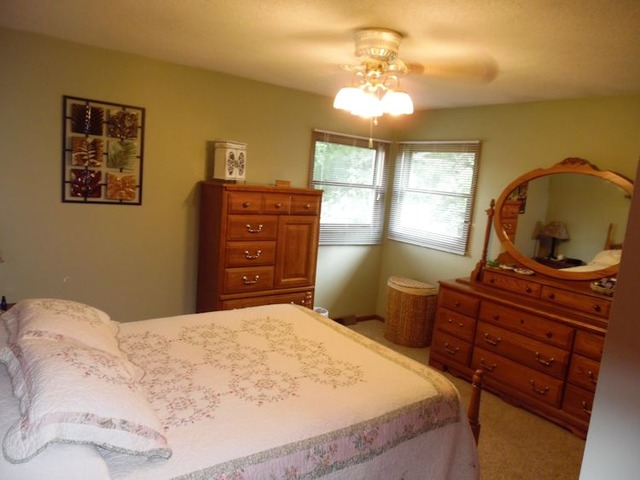 1250 Springdale Drive Rochelle, IL 61068 - Photo 8 of 21 a bedroom with a bed and a chandelier