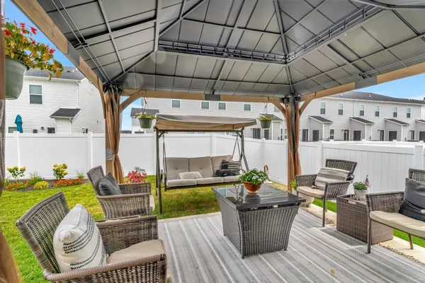 a outdoor living space with furniture