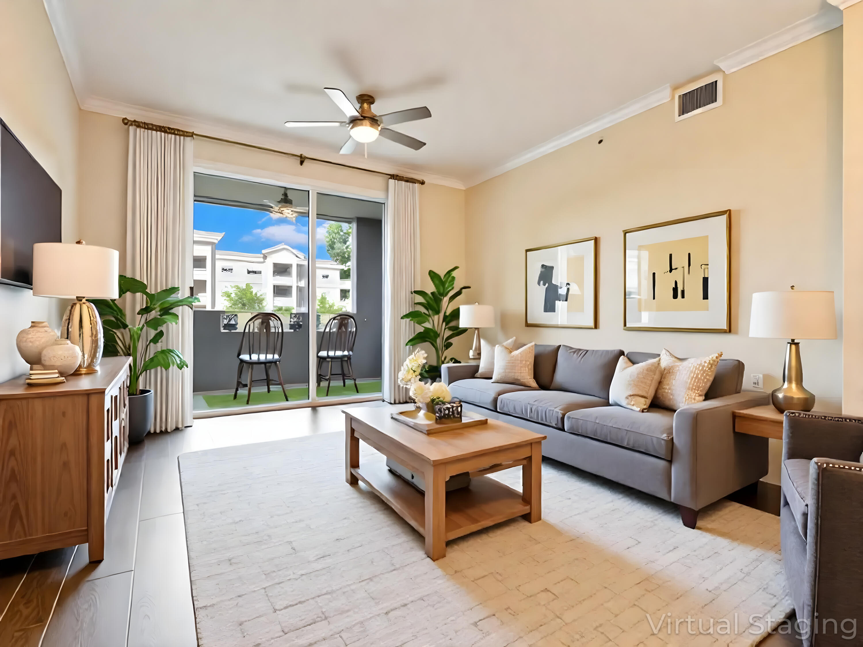 1690 Renaissance Commons Boulevard, Unit 1412 Boynton Beach, FL 33426 - Photo 8 of 49 a living room with furniture and a large window