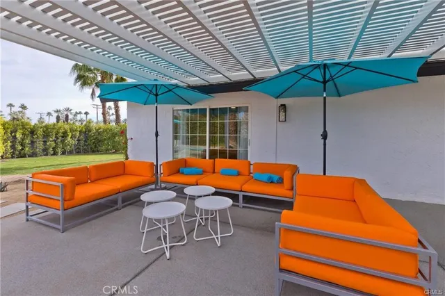 a outdoor space with sitting area