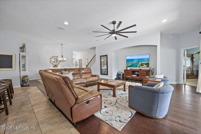 a living room with furniture