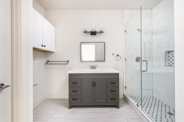 a view of a room with a staircase