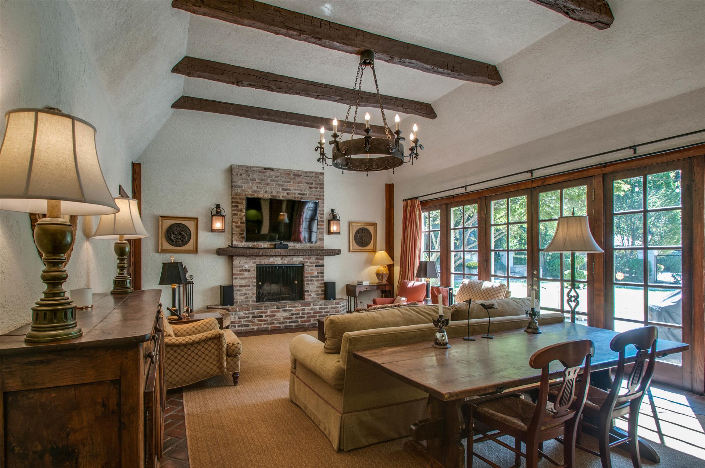 4727 Post Road Nashville, TN 37205 - Photo 14 of 28 a living room with fireplace furniture and a large window