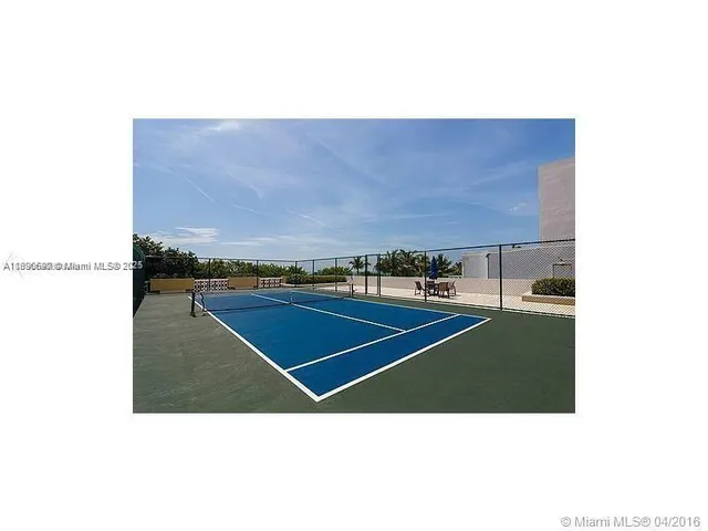 a open area with view of building