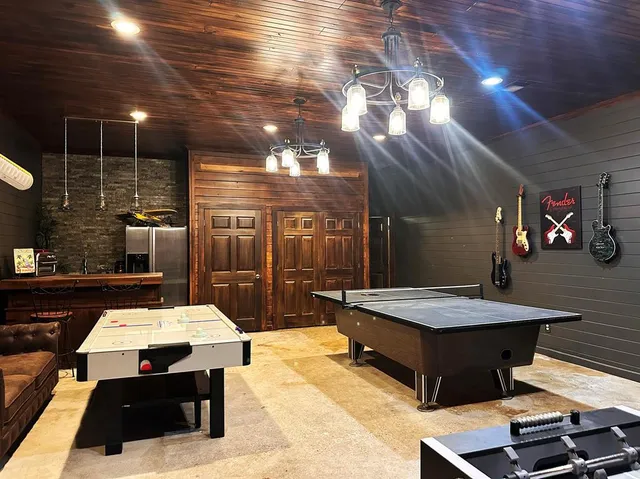 a room with gym equipment