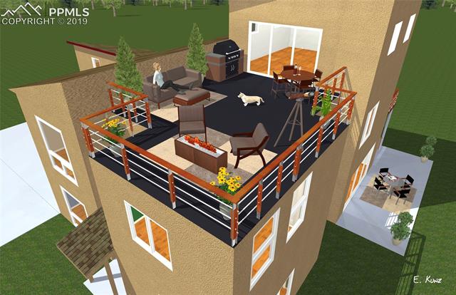 17255 Remington Road Colorado Springs, CO 80908 - Photo 1 of 1 The rooftop deck provides even more outdoor living space. You'll enjoy grilling for friends and family, the breathtaking mountain views (including Pikes Peak) and picturesque sunsets. (Artist's concept of furnishing layout.)
