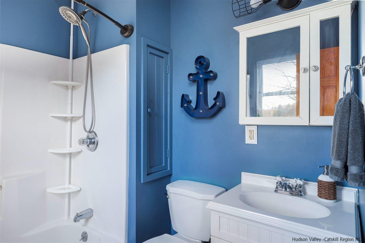 212 Trout Brook Road Roscoe, NY 12776 - Photo 28 of 35 a bathroom with a toilet a sink and shower